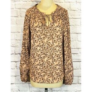 Mason & Belle Womens Shirt MEDIUM Butterfly Long Sleeve Boho Top Coral Brown NWT